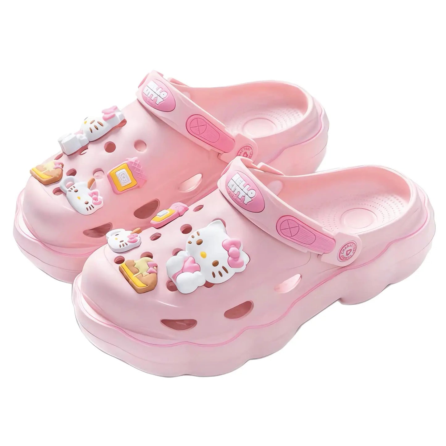 Hello kitty Kawaii Shoes Women's Shower Sandals Non-Slip Casual Slippers Cute Cartoon Thick-Soled Baotou Beach Slippers