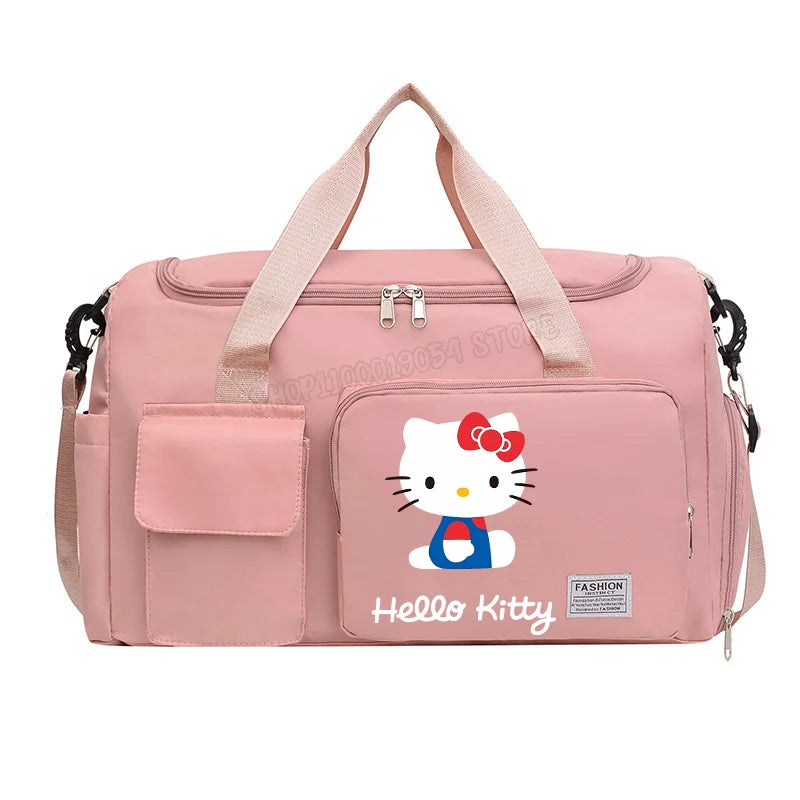 Hello Kitty Women Man Carry on Travel Bag Large Capacity Gym Weekend Duffle Bags Shoe Compartment Sport Fitness HandBag Gift