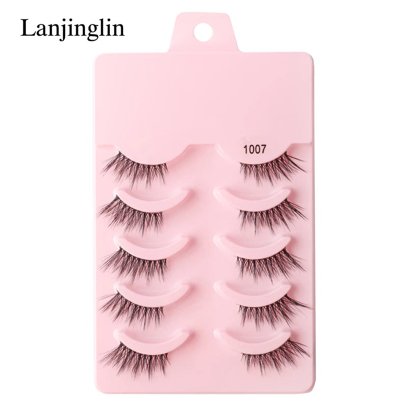 Half Eey Lashes 3/5/10 Pairs New Faux Mink Lashes Natural False Eyelashes Wispy Fluffy Eyelash Extension Makeup Half Lashes Tool