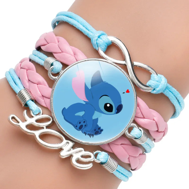 Anime Disney Stitch Bracelet Cartoon Lilo & Stitch Print Cute Children Jewelry Wristband Kids Toys Girls Gift Christmas