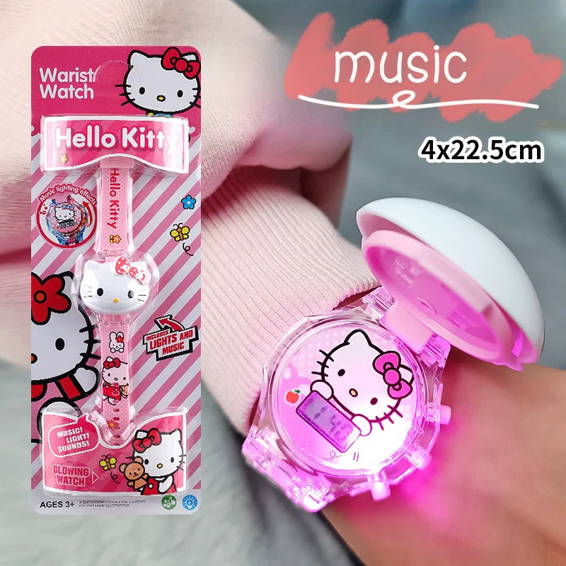 Kawaii Sanrio Kuromi Watch Cinnamoroll Hello Kitty Music Silicone Strap Children Wrist Watch My Melody Watch Kids Birthday Gifts