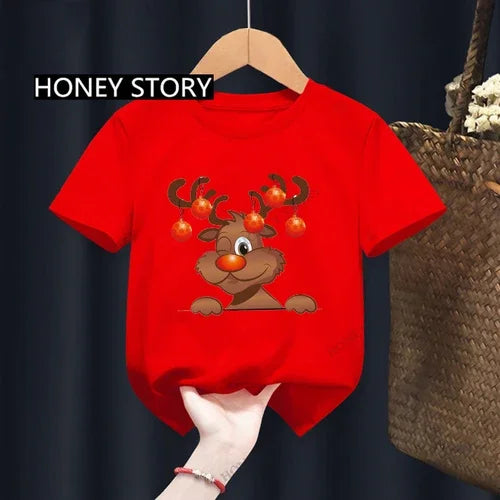 Christmas Santa Kid T Shirt Santa Elk Print Children's Red T-shirt Boys Girls Clothes Aliexpress Uk One Piece Pride Tshirt Tops