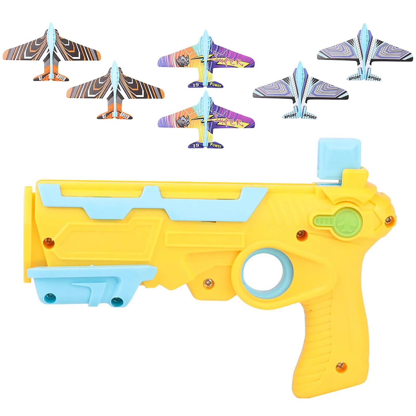 HOT！Airplane Launcher Bubble Catapult With 6 Small Plane Toy Funny Airplane Toys for Kids plane Catapult Gun Shooting Game Gift