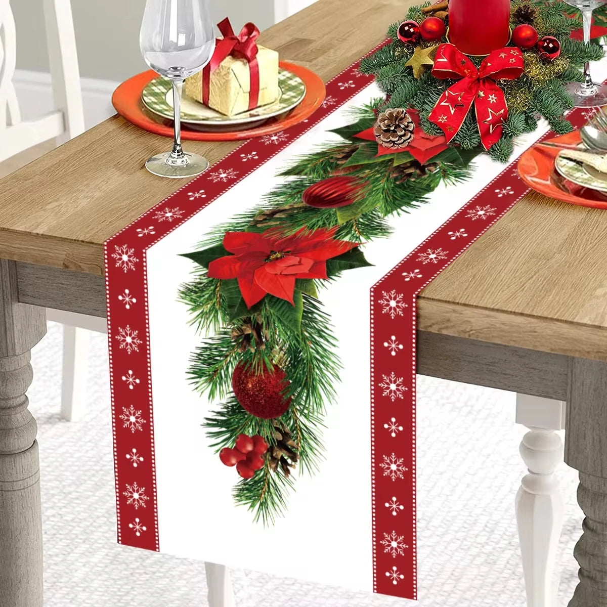 Christmas Table Runner Merry Christmas Decoration for Home Table 2024 Xmas Ornament Navidad Notal Noel Happy New Year Gifts 2025