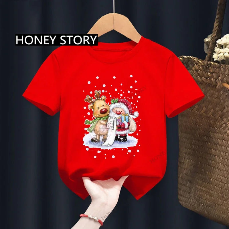 Christmas Santa Kid T Shirt Santa Elk Print Children's Red T-shirt Boys Girls Clothes Aliexpress Uk One Piece Pride Tshirt Tops