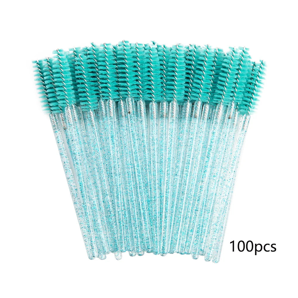 100/20 Disposable Mascara Wands Applicator Eyelash Brush Spoolies for Eye Lash Extension, Eyebrow and Makeup Crystal Cosmetic