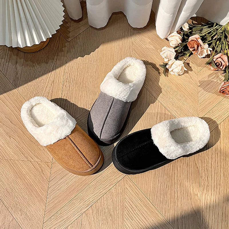 New 2024 Winter Fluffy Women Cotton Slippers Warm Short Plush Non-slip Cozy Soft Fuzzy Slippers Indoor Fleece Lined Fur Slippers