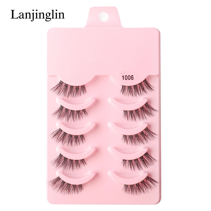 Half Eey Lashes 3/5/10 Pairs New Faux Mink Lashes Natural False Eyelashes Wispy Fluffy Eyelash Extension Makeup Half Lashes Tool