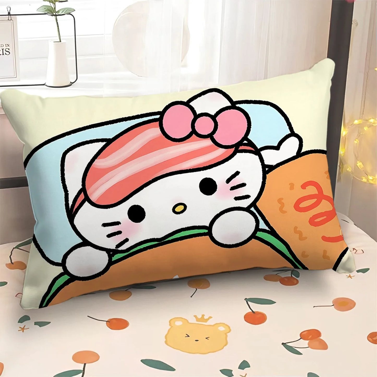 Cartoon cute Hello Kitty pillowcase girly children's room pillowcase living room sofa cushion cover home bedroom decoration