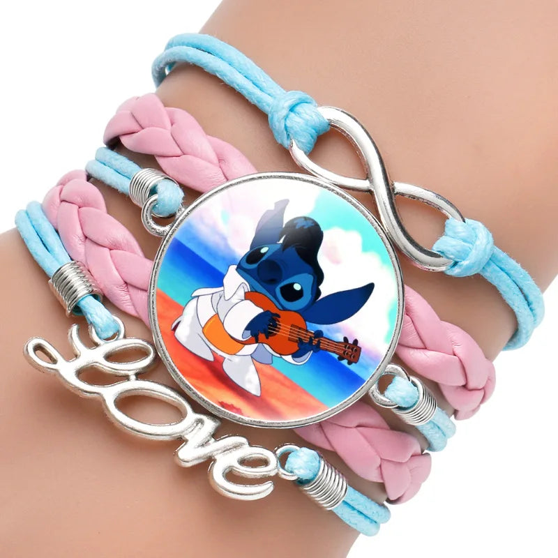 Anime Disney Stitch Bracelet Cartoon Lilo & Stitch Print Cute Children Jewelry Wristband Kids Toys Girls Gift Christmas