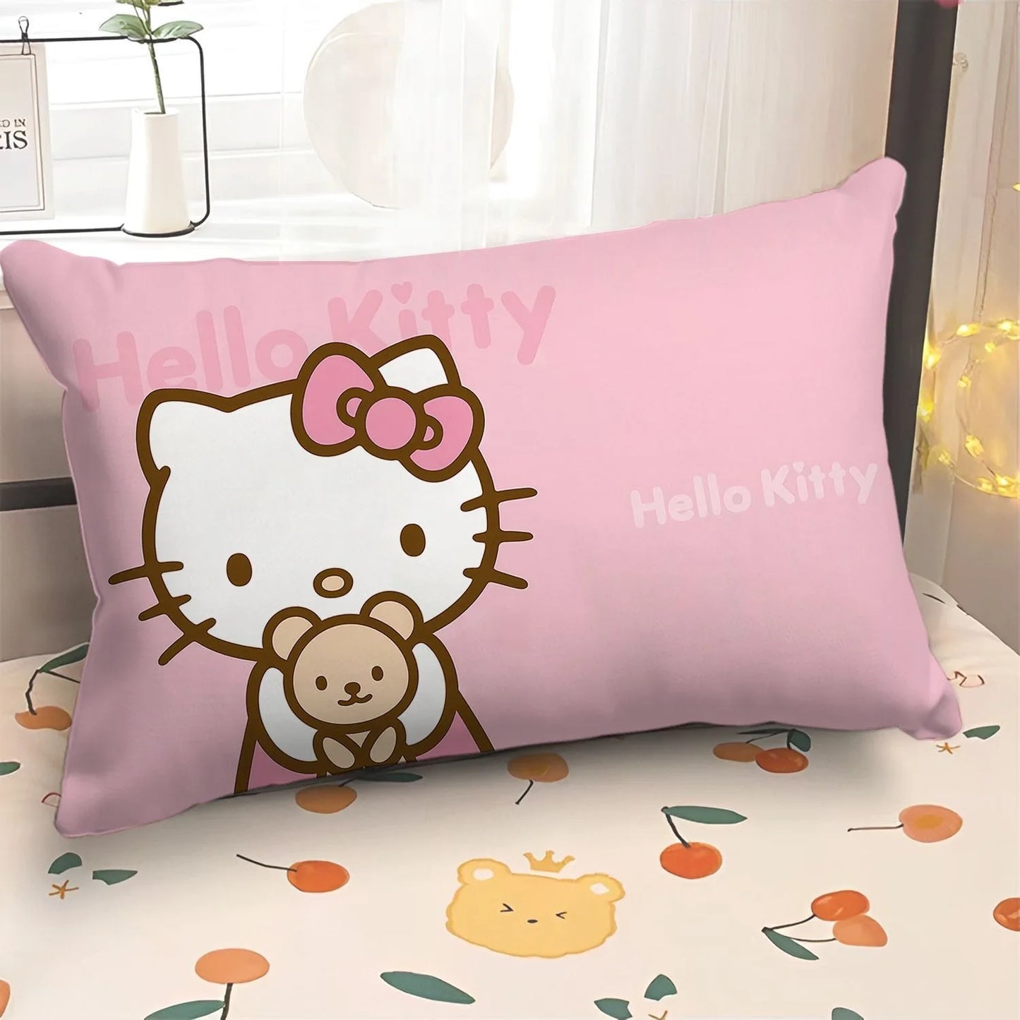 Cartoon cute Hello Kitty pillowcase girly children's room pillowcase living room sofa cushion cover home bedroom decoration