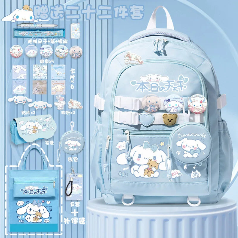 Cinnamoroll school bag Pochacco student burden-reducing backpack Kuromi Hello Kitty girl large-capacity children's backpack