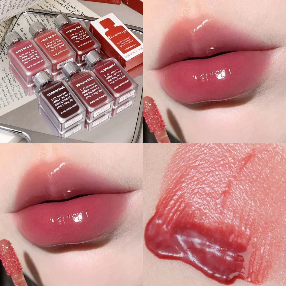 6 Color Water Mirror Gloss Lip Glaze Natural Lasting Hydrating Moisturizing Not Easy To Take Off Makeup Liquid Lipstick Cosmetic