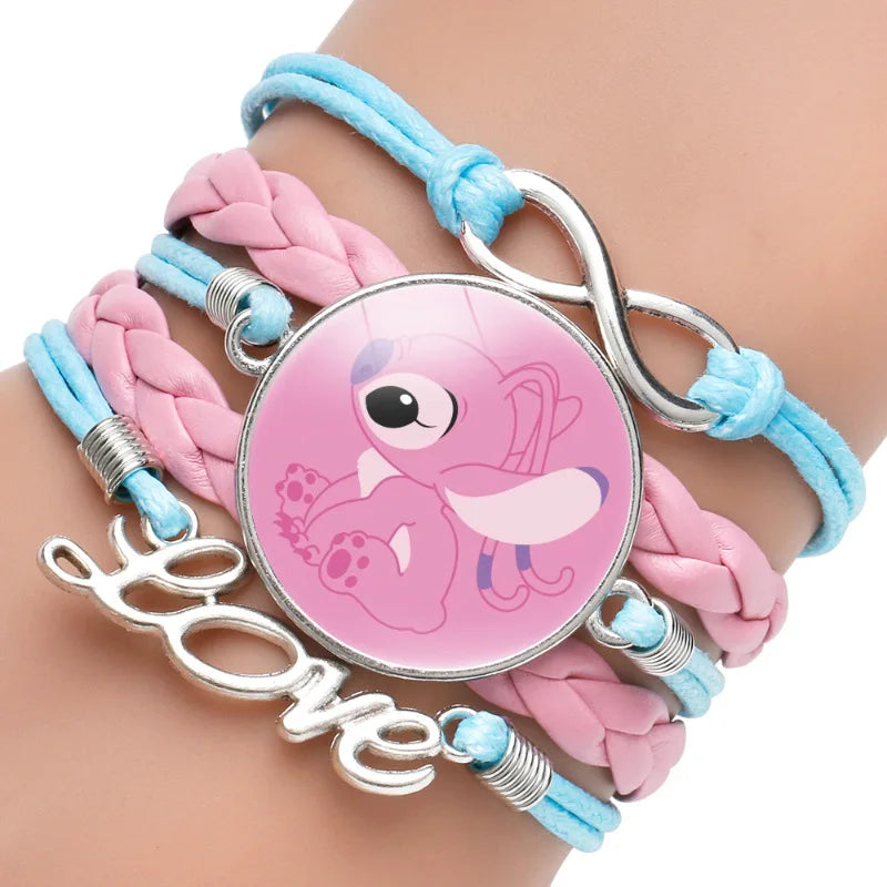 Anime Disney Stitch Bracelet Cartoon Lilo & Stitch Print Cute Children Jewelry Wristband Kids Toys Girls Gift Christmas