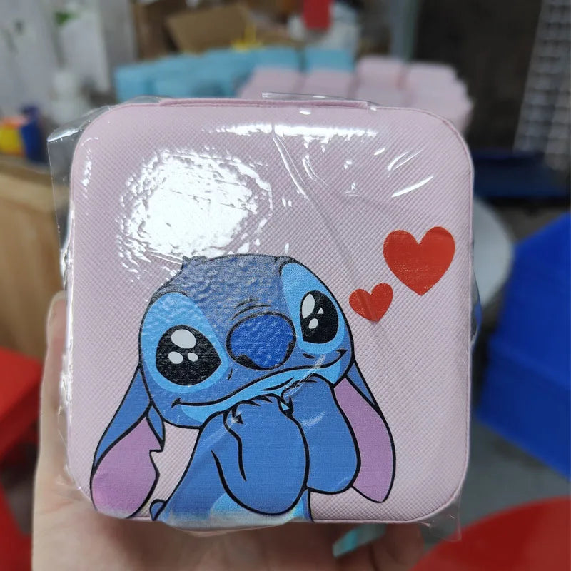 Anime Disney Stitch Dolls Jewelry Box Ring Earrings Necklace Storage Box Girls Kawaii Cartoon Stitch Kids Toys Birthday Gifts