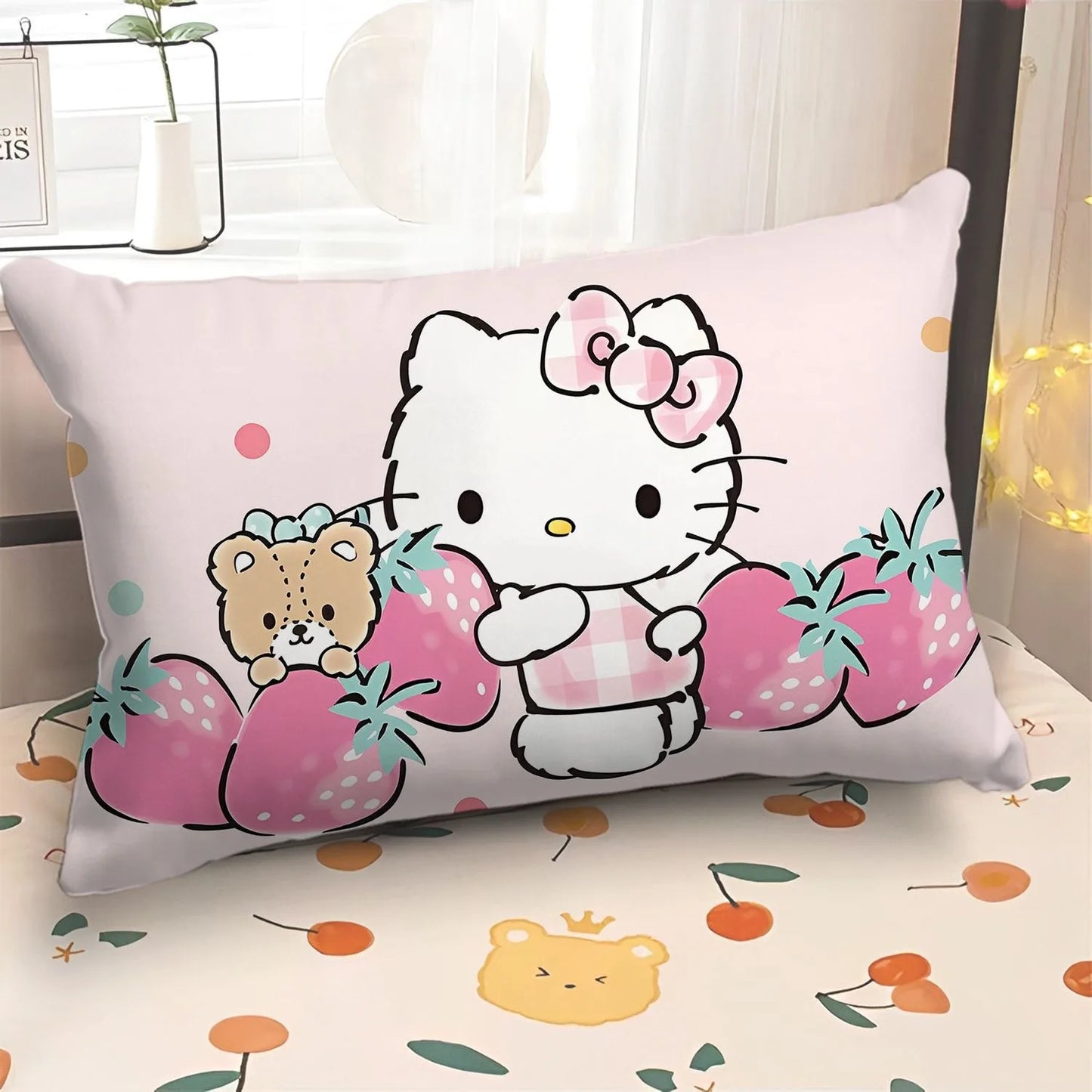 Cartoon cute Hello Kitty pillowcase girly children's room pillowcase living room sofa cushion cover home bedroom decoration