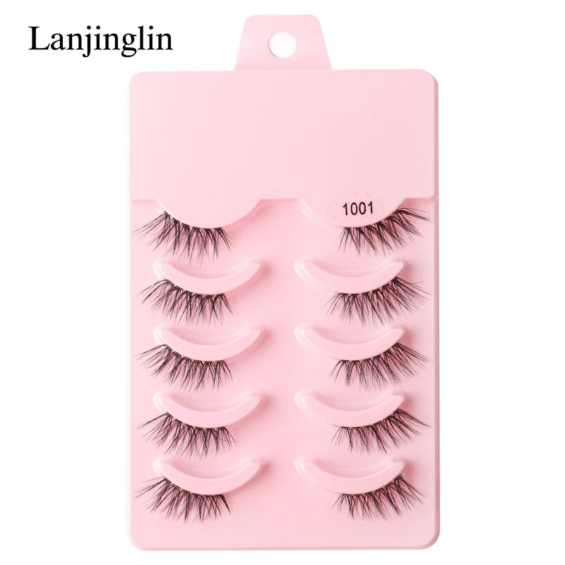 Half Eey Lashes 3/5/10 Pairs New Faux Mink Lashes Natural False Eyelashes Wispy Fluffy Eyelash Extension Makeup Half Lashes Tool