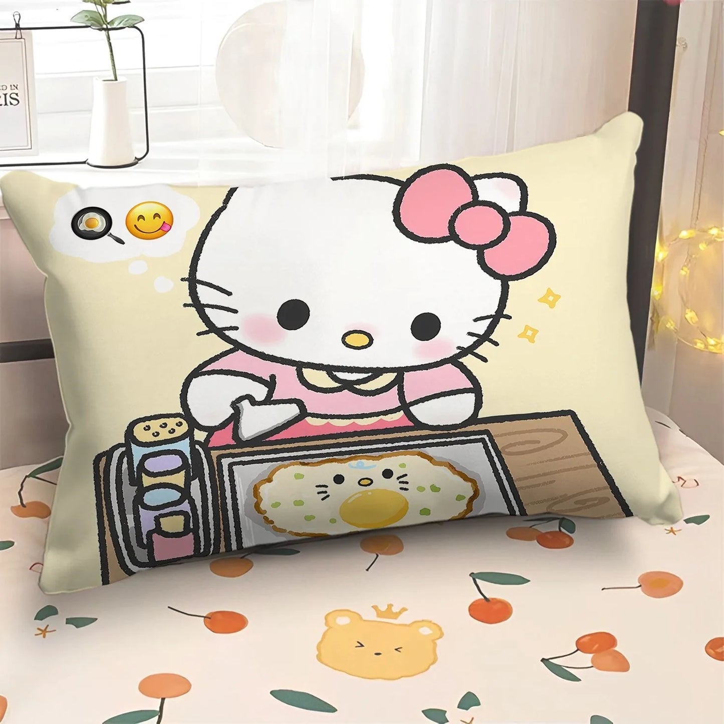 Cartoon cute Hello Kitty pillowcase girly children's room pillowcase living room sofa cushion cover home bedroom decoration