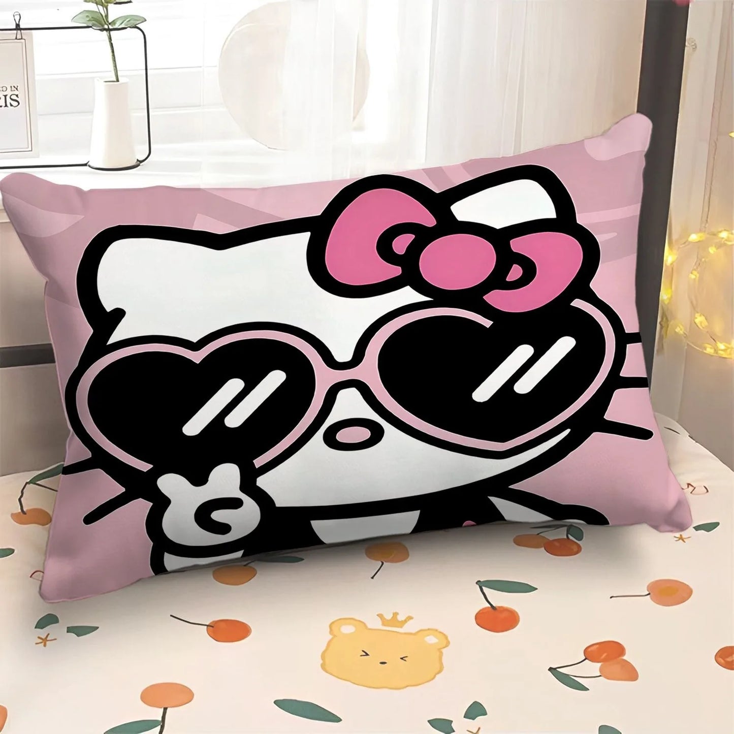 Cartoon cute Hello Kitty pillowcase girly children's room pillowcase living room sofa cushion cover home bedroom decoration