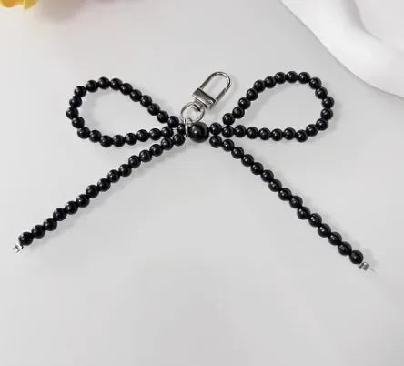 Korean Sweet Pearl Bow Phone Charm Pendant Keychain for Bag IPhone Samsung Accessories Women Girl Strap Lanyard Pendant Decor