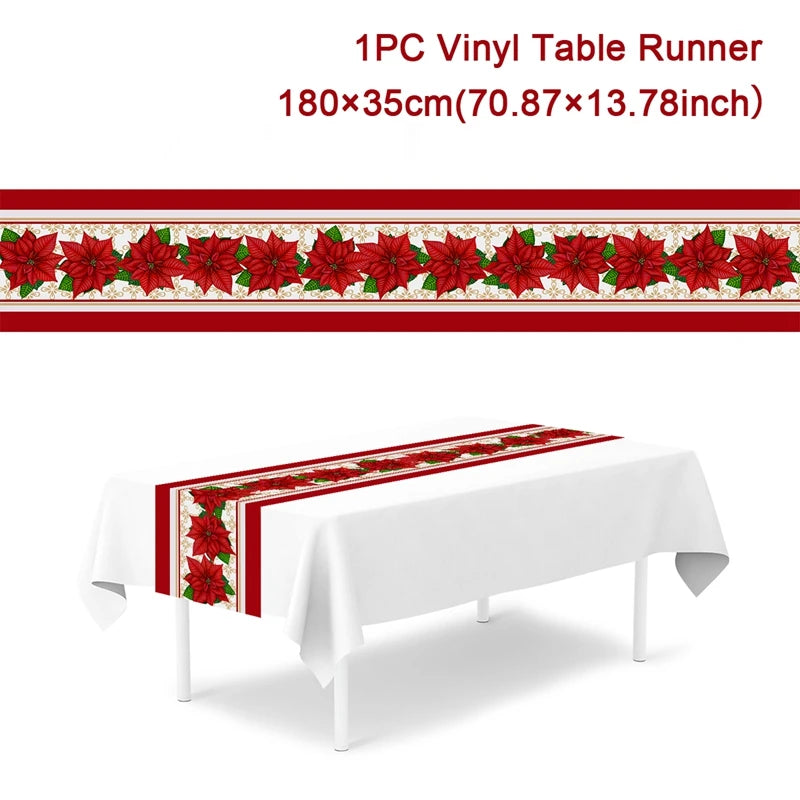 Christmas Table Runner Cloth Merry Christmas Table Decor for Home 2024 Tablecloth Xmas Ornament Navidad Natal New Year Gift 2025